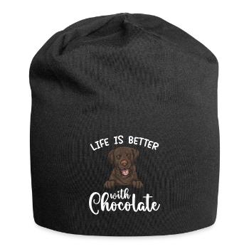Schoko Brauner Labrador Retriever Hund - Jersey-Beanie - Schwarz - Vorne