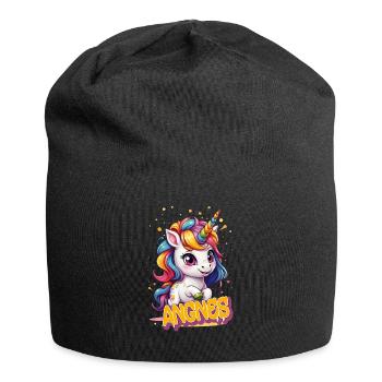 AGNES - Schöner Mädchen Name mit süßem Einhorn - Jersey-Beanie - Schwarz - Vorne