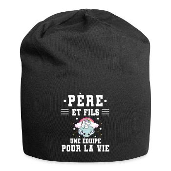 Father Son Unicorn Gift Dad - Jersey Beanie - black - Front