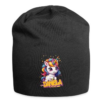 DANIELA - Beautiful girl name with cute unicorn - Jersey Beanie - black - Front