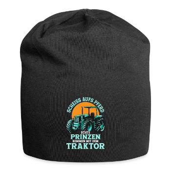Echte Prinzen kommen mit dem Traktor Trecker Bauer - Jersey-Beanie - Schwarz - Vorne