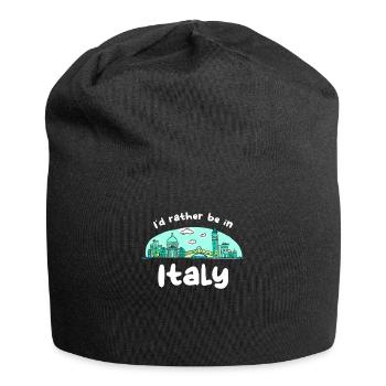 Ich wäre lieber in Italien Urlaub Urlauber Eiffel - Jersey-Beanie - Schwarz - Vorne