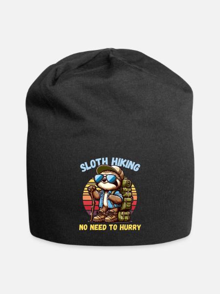 Wandern Faultier Wanderurlaub Wanderschuhe Lustig - Jersey-Beanie - Schwarz