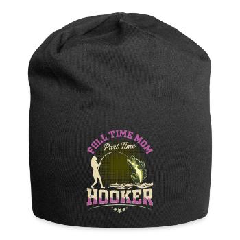 Full Time Mom Part Time Hook - Jersey Beanie - black - Front