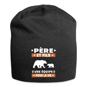 Father and Son Bear Duo Man Team for Life - Jersey Beanie - black - Front