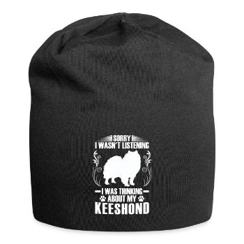 Ich habe an Wolfsspitz gedacht Keeshond - Jersey-Beanie - Schwarz - Vorne