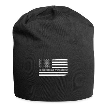 En octobre, nous portons le drapeau américain argenté Apraxia - Bonnet en jersey - noir - Devant