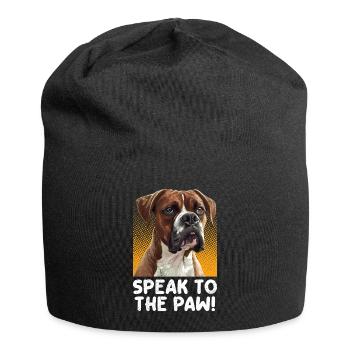 Boxeur allemand PARLEZ AVEC LA PATTE ! Chien boxeur - Bonnet en jersey - noir - Devant