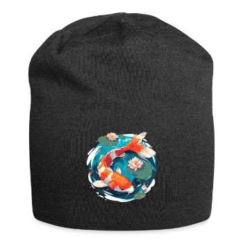 Vintage 80er Retro Japanisch Asiatisch Koi Karpfen - Jersey-Beanie - Anthrazit - Vorne