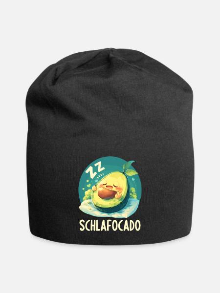 Schlafocado Chemise de nuit officielle - Bonnet en jersey - noir