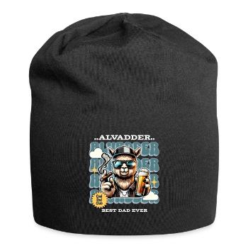 Alvadder Alpaka Papa Vater Vatertag - Jersey-Beanie - Schwarz - Vorne