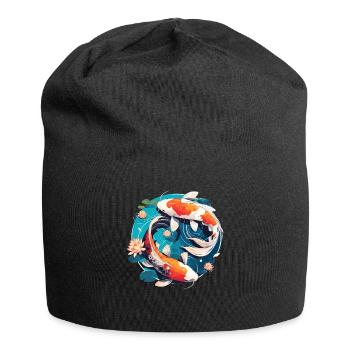 Vintage 80s Rétro Japonais Asiatique Koi Carpe - Bonnet en jersey - noir - Devant