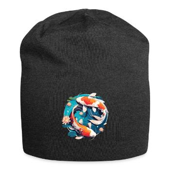 Vintage 80er Retro Japanisch Asiatisch Koi Karpfen - Jersey-Beanie - Anthrazit - Vorne
