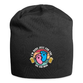 Ich Bin Nur Für Den Sex Und Das Bier Hier - Jersey-Beanie - Schwarz - Vorne