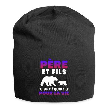 Vater Sohn Bär Team fürs Leben Papa Geschenk - Jersey-Beanie - Schwarz - Vorne