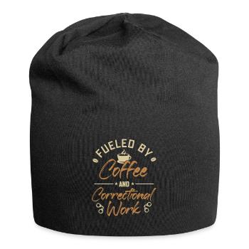 Angetrieben von Kaffee und Strafvollzug - Jersey-Beanie - Schwarz - Vorne