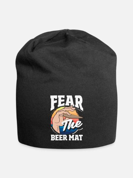 Bierdeckel Umdrehen Spiel Bier - Jersey-Beanie - Schwarz