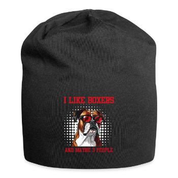 Boxeur allemand J'AIME LES BOXEURS ET PEUT-ÊTRE 3 PERSONNES - Bonnet en jersey - noir - Devant