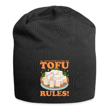 Tofu Bean Curd Bean Cheese Cadeau végétalien - Bonnet en jersey - noir - Devant