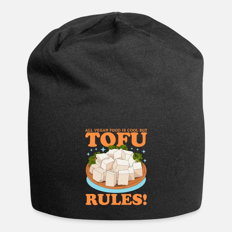Tofu Bohnenquark Bohnenkäse Vegan Geschenk - Jersey-Beanie - Schwarz