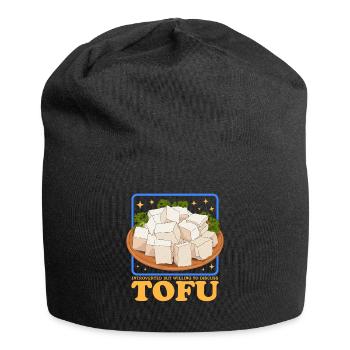 Tofu Bean Curd Bean Cheese Cadeau végétalien - Bonnet en jersey - noir - Devant