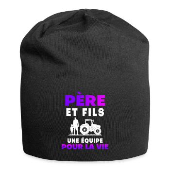 father son farmer duo man team for life - Jersey Beanie - black - Front