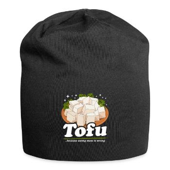 Fromage de tofu Fromage de haricot végétalien Cadeau de caillé de haricot - Bonnet en jersey - noir - Devant