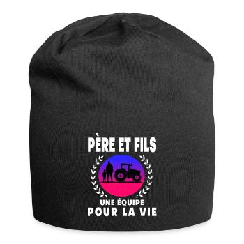 Father Son Retro Vintage Farmer - Jersey Beanie - black - Front