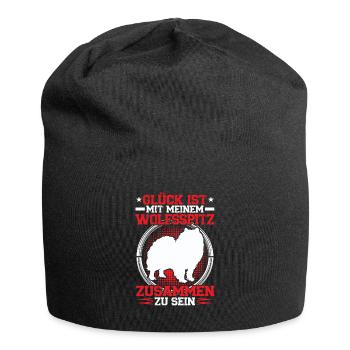 Bei meinem Wolfsspitz sein Keeshond - Jersey-Beanie - Schwarz - Vorne