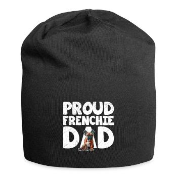 Französische Bulldogge Fanartikel Proud Frenchie - Jersey-Beanie - Schwarz - Vorne