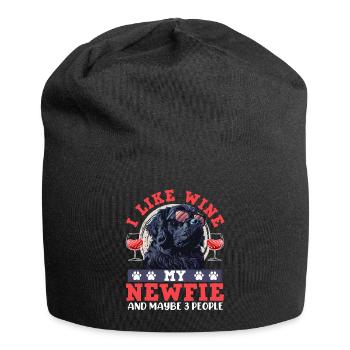 Neufundländer LIKE WINE MY NEWFIE AND 3 PEOPLE - Jersey-Beanie - Schwarz - Vorne