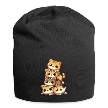 Stack of Kitty Cats Stack Kawaii Meowtain Anime - Jersey Beanie - black - Front