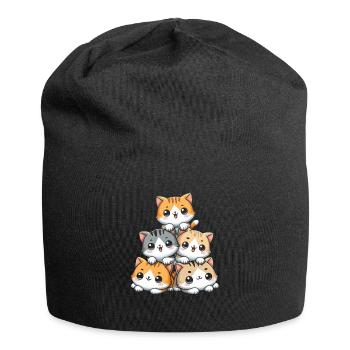 Stack of Kitty Cats Stack Kawaii Meowtain Anime - Jersey Beanie - black - Front