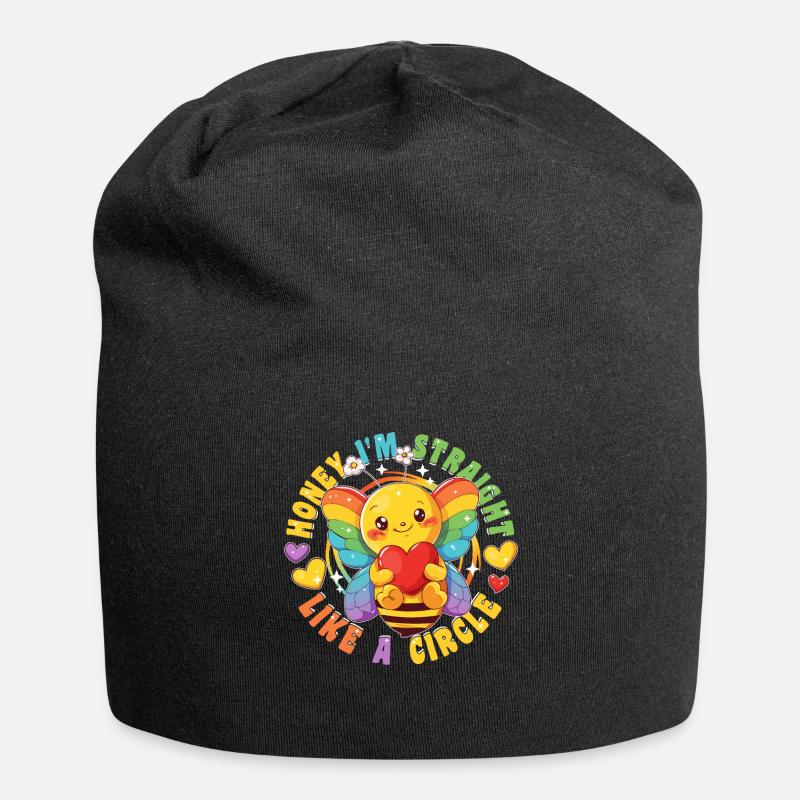Cute Bee Rainbow LGBTQ Community Retro 80s - Jersey Beanie - black
