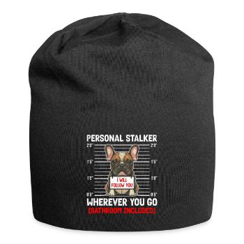 French Bulldog Personal Stalker Funny - Jersey Beanie - black - Front