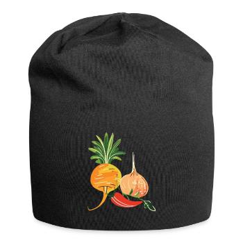 Permakultur Lebensmittel Compost - Jersey-Beanie - Schwarz - Vorne
