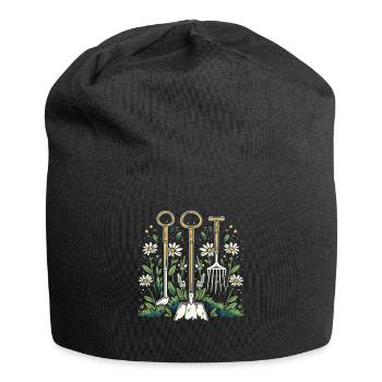 Permakultur Lebensmittel Compost - Jersey-Beanie - Schwarz - Vorne