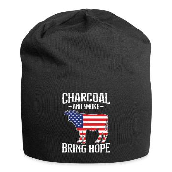 Barbecue USA Le charbon de bois et la fumée apportent de l’espoir - Bonnet en jersey - noir - Devant