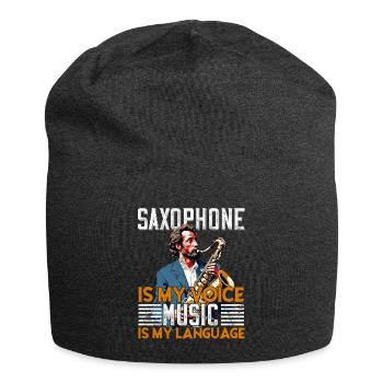 Conception de saxophone amusante pour les amateurs de musique jazz - Bonnet en jersey - charbon - Devant