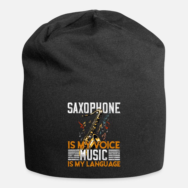 Joueur de saxophone de conception de saxophone drôle disant - Bonnet en jersey - noir