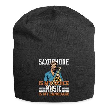 Conception de saxophone amusante pour les amateurs de musique jazz - Bonnet en jersey - charbon - Devant
