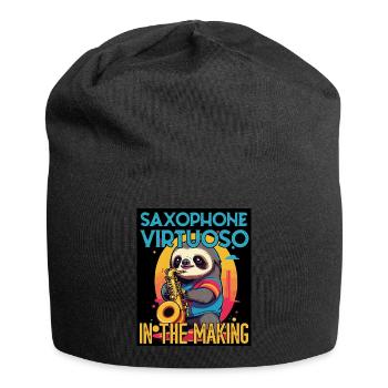 Lustiges Saxophon Faultier Jazz Musik Design - Jersey-Beanie - Schwarz - Vorne