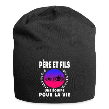 père fils gamer vintage rétro papa gaming - Bonnet en jersey - noir - Devant