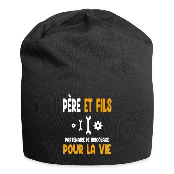 bricolage père et fils partenaire vie papa - Bonnet en jersey - noir - Devant