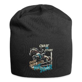 JAGEN SIE DIE STERNE ÜBER HINDERNISSE WIR SCHWEBEN, REITER - Jersey-Beanie - Schwarz - Vorne
