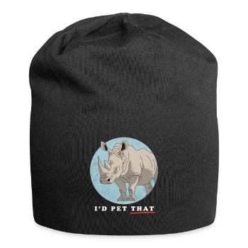 Nashorn Nashörner Rhinozeros Geschenk - Jersey-Beanie - Schwarz - Vorne