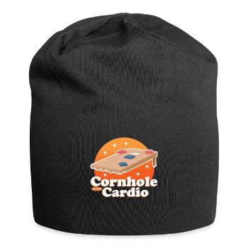 Joueur de cornhole | Cadeau de trou borgne de pouf - Bonnet en jersey - noir - Devant