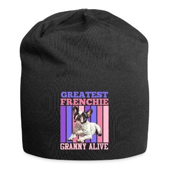 Französische Bulldogge Greatest Frenchie Granny - Jersey-Beanie - Schwarz - Vorne