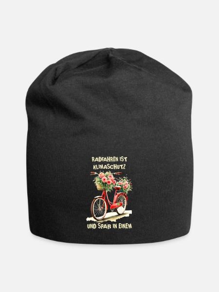 Radfahren ist Klimaschutz und Spaß in einem - Jersey-Beanie - Schwarz