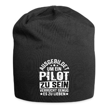 Pilot Flugzeug Piloten Fliegen Flieger Flugsport - Jersey-Beanie - Schwarz - Vorne